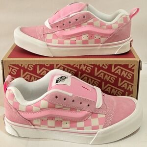 Vans Knu Skool Checkerboard Skate Shoe - Pink / White